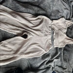 Cream Ribbed Two-Piece Set